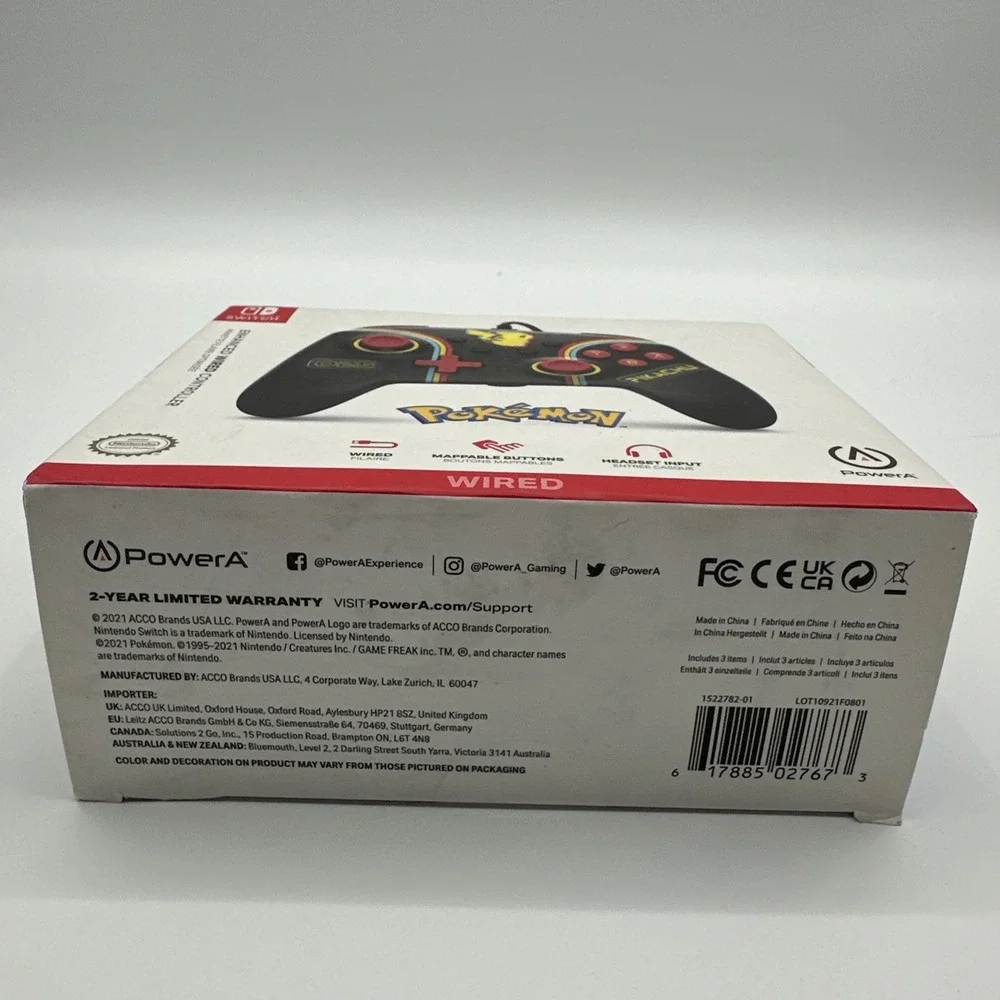 Nintendo Officially Licensed Switch Enhanced Wired Controller Pokemon‎ Brand New
